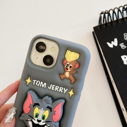 iPhone 16 Pro Max Case – 3D Cartoon TOM & JERRY Soft Silicone Shell with Pop Holder & Lens Protection