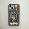 iPhone 16 Pro Max Case – 3D Cartoon TOM & JERRY Soft Silicone Shell with Pop Holder & Lens Protection