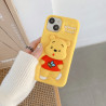 iPhone 16 Pro Max Case – 3D Cartoon Winnie Pooh Soft Silicone Shell with Pop Holder & Lens Protection