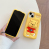 iPhone 16 Pro Max Case – 3D Cartoon Winnie Pooh Soft Silicone Shell with Pop Holder & Lens Protection