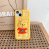 iPhone 16 Pro Max Case – 3D Cartoon Winnie Pooh Soft Silicone Shell with Pop Holder & Lens Protection