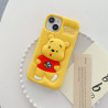 iPhone 16 Pro Max Case – 3D Cartoon Winnie Pooh Soft Silicone Shell with Pop Holder & Lens Protection