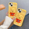 iPhone 16 Pro Max Case – 3D Cartoon Winnie Pooh Soft Silicone Shell with Pop Holder & Lens Protection