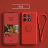 Liquid Silicone Case for Xiaomi 14T with Ring Holder & Silicone Lanyard, Shockproof Soft Phone Cover