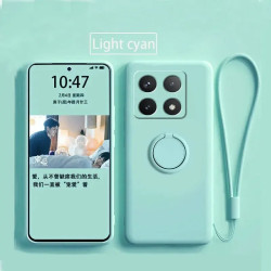 Liquid Silicone Case for Xiaomi 14T with Ring Holder & Silicone Lanyard, Shockproof Soft Phone Cover