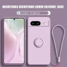 Liquid Silicone Case for Google Pixel 8 & Pixel 9 Pro XL | Finger Ring Stand Holder & Lens Protection Soft Phone Cover