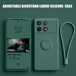 Liquid Silicone Case for Xiaomi Poco X6 & X7 Pro | Shockproof Ring Stand Shell & POCO X5 Pro Bumper Cover