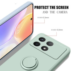 Liquid Silicone Case for Xiaomi Poco X6 & X7 Pro | Shockproof Ring Stand Shell & POCO X5 Pro Bumper Cover