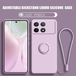 Liquid Silicone Case for Xiaomi Poco X6 & X7 Pro | Shockproof Ring Stand Shell & POCO X5 Pro Bumper Cover