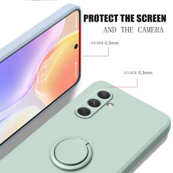 Liquid Silicone Case for Samsung Galaxy A54 5G | Shockproof Soft Phone Cover with Ring Holder & Silicone Lanyard