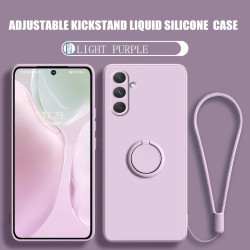 Liquid Silicone Case for Samsung Galaxy A54 5G | Shockproof Soft Phone Cover with Ring Holder & Silicone Lanyard