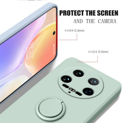 Liquid Silicone Case for Xiaomi 14 Ultra | Shockproof Soft Phone Cover with Ring Holder & Silicone Lanyard