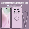 Liquid Silicone Case for Xiaomi 14 Ultra | Shockproof Soft Phone Cover with Ring Holder & Silicone Lanyard