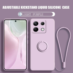 Liquid Silicone Case for Xiaomi Redmi Note 13 Pro 5G & Poco X6 | Soft Ring Holder & Silicone Lanyard Cover